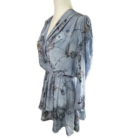 Zadig & Voltaire Holly Rogers Silk CDC Floral Skull Bird Print Mini Dress‎ XS